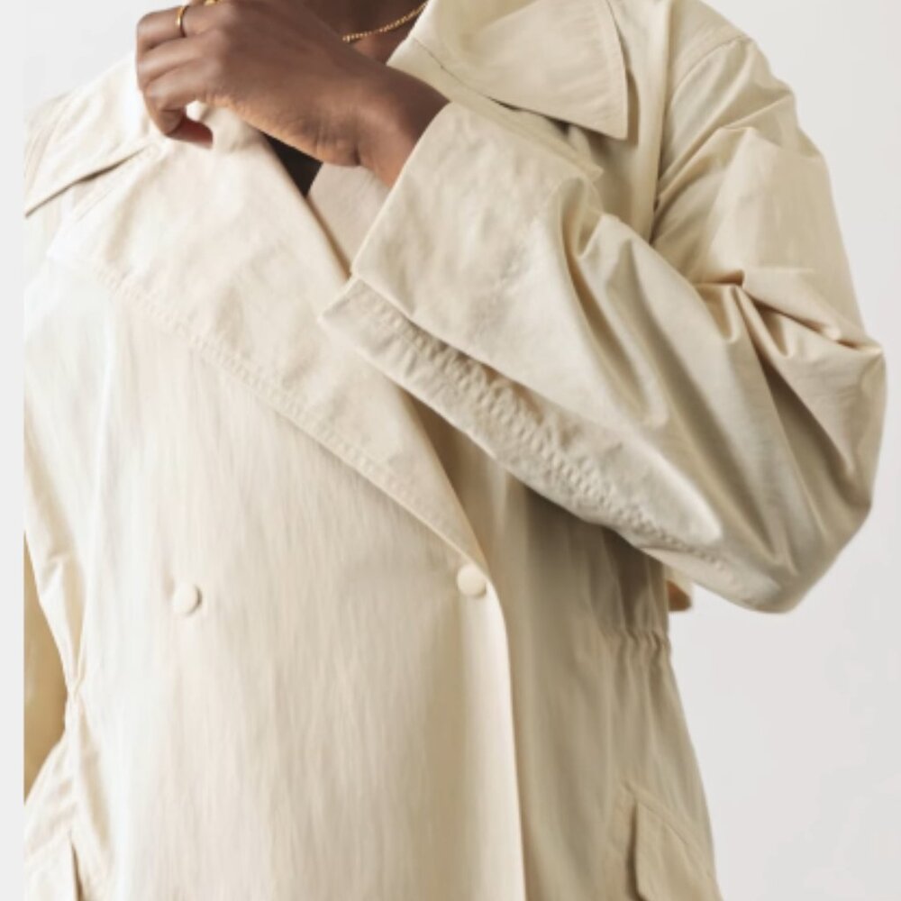 Athleta "Luna" unlined lightweight double breasted trenchcoat, XL, NWT